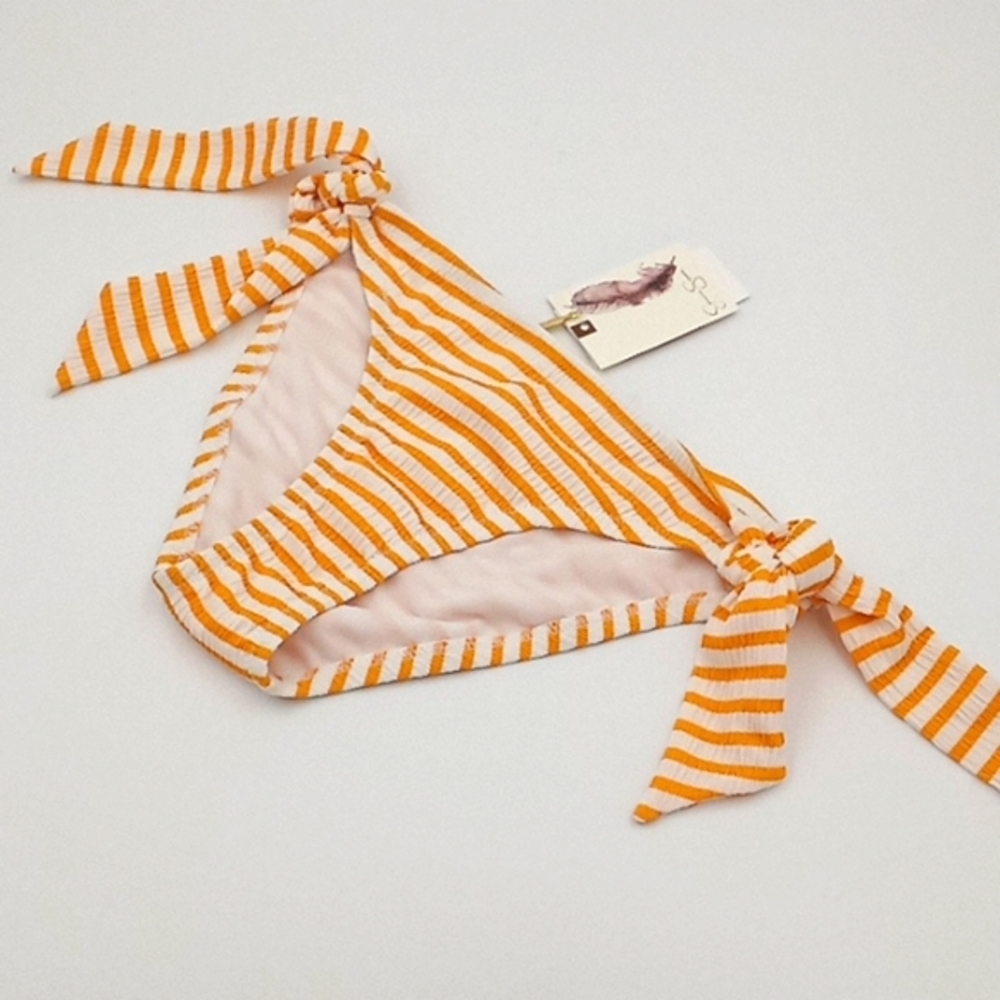 Jessica Simpson Sunny Stripe Side Tie Hipster White Golden Yellow S